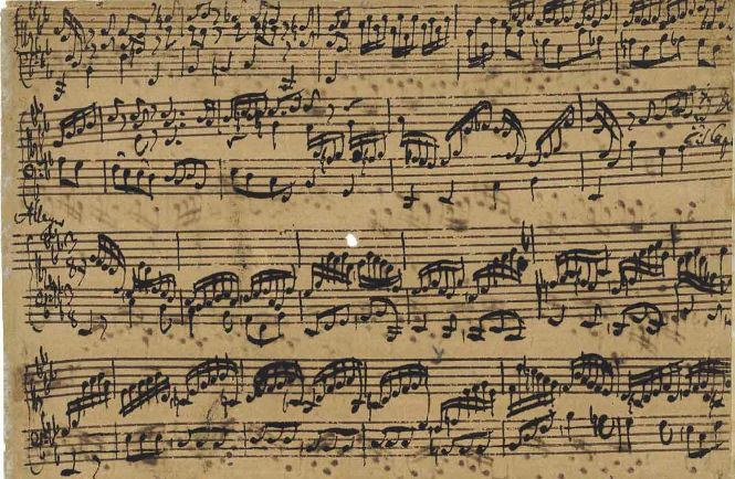 Facsimilé d’une partition de Bach.